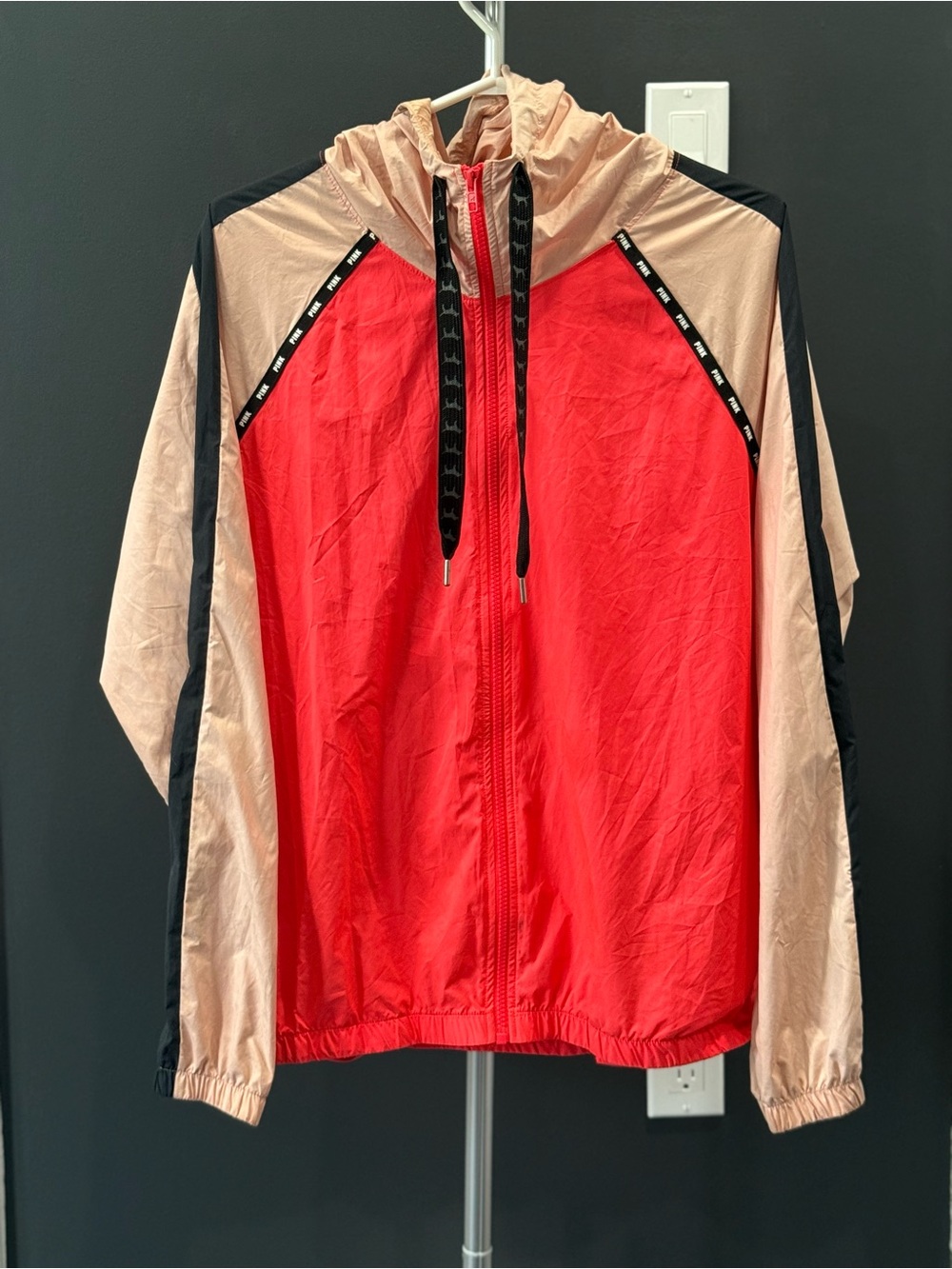 PINK Victoria's Secret Colorblock Hooded Windbreaker Jacket Size Small